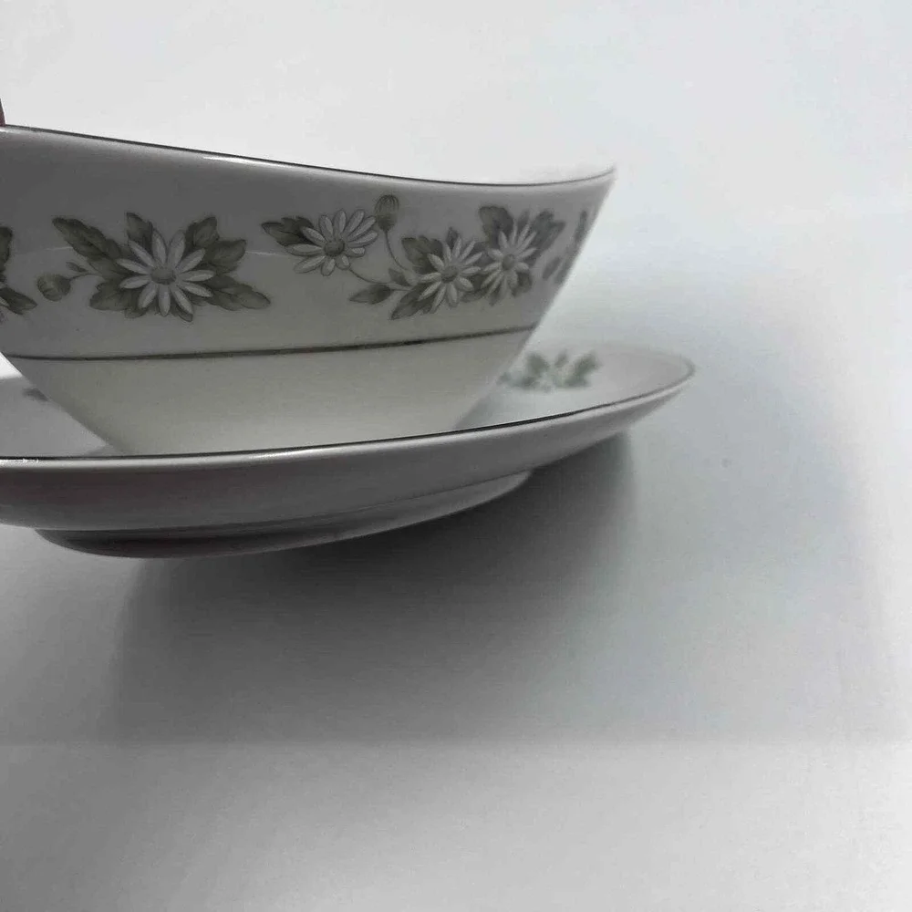 Mikasa Vintage Gravy Boat Bowl On Plate‎ Set Daisy Pattern China Piece